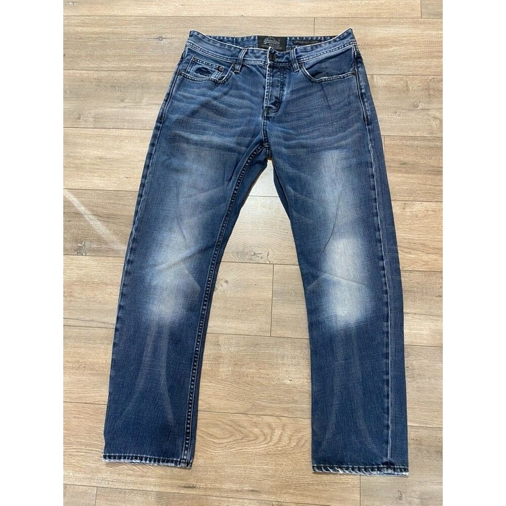 SuperDry COPPERFILL LOOSE Mens 32X30 Relaxed Straight Blue Jeans Whiskers